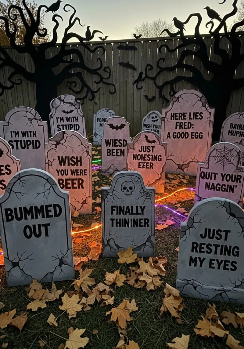 handcrafted tombstones with witty, personalized inscriptions 1
