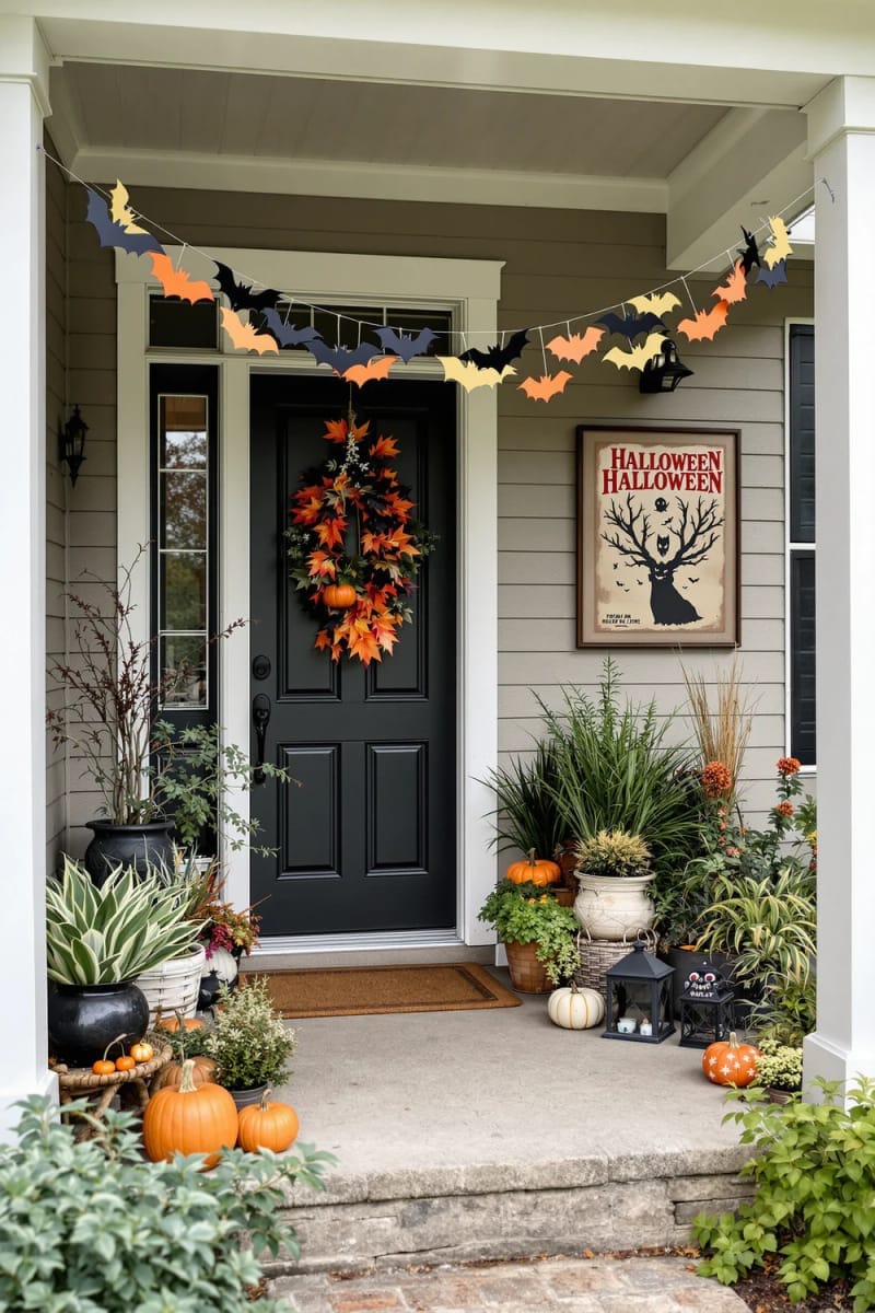 hanging bat garland made from felt and string 1
