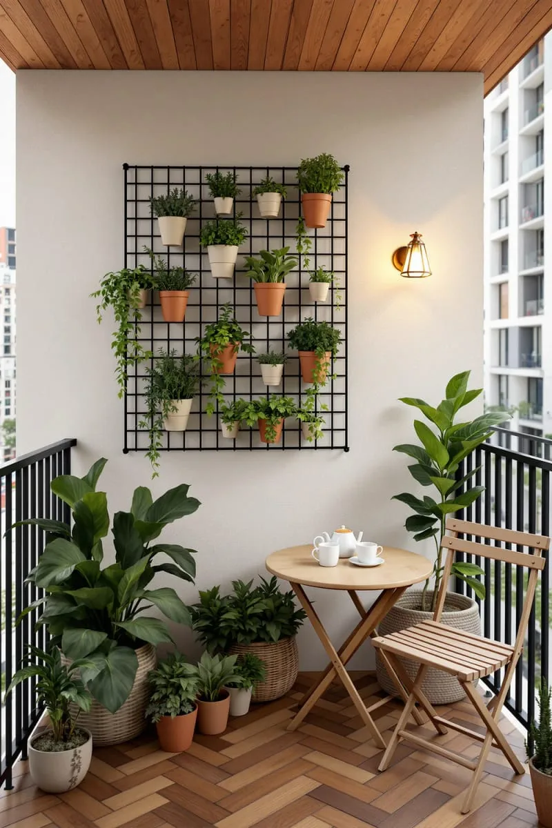 hanging herb garden above a cozy café bistro set 1