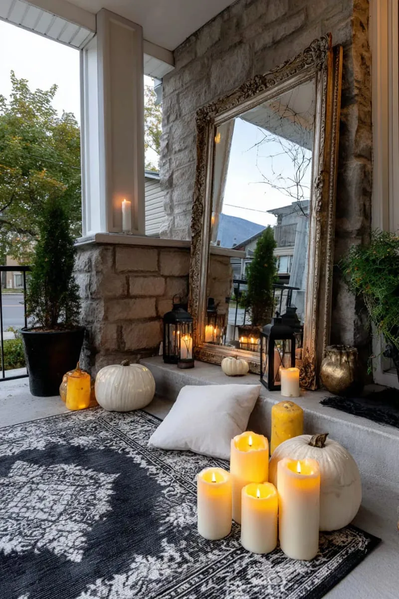 21 Halloween Porch Decorations: Ideas For A Unique Festive Entryway 49 haunted mirror with faux cracks and eerie reflections 1