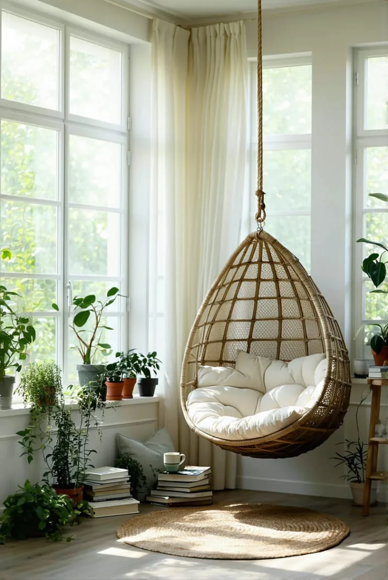 19 Small Sunroom Ideas to Brighten Small Spaces 22 indoor hanging egg chairs for playful, space-saving comfort 1