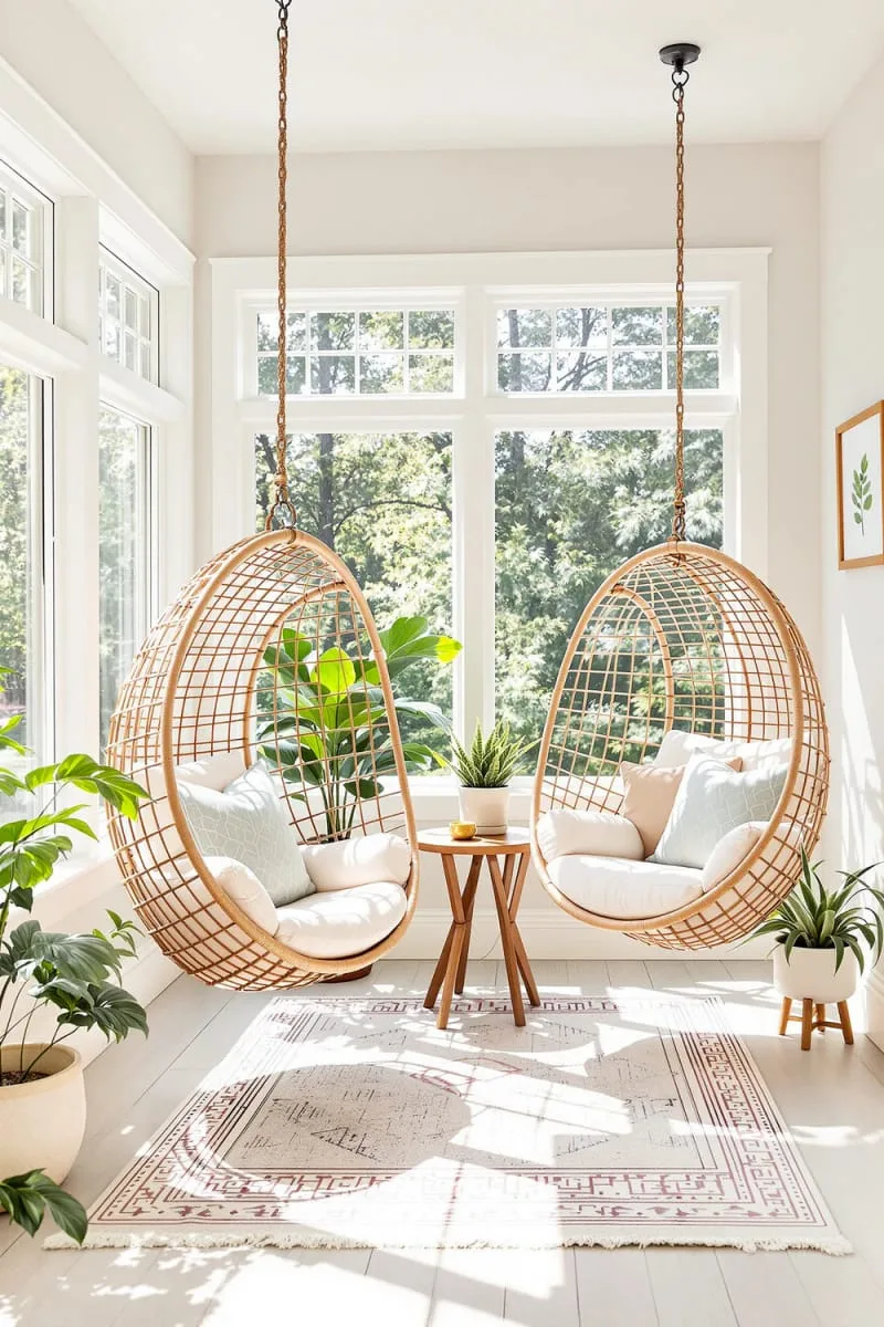 19 Small Sunroom Ideas to Brighten Small Spaces 23 indoor hanging egg chairs for playful, space-saving comfort 1