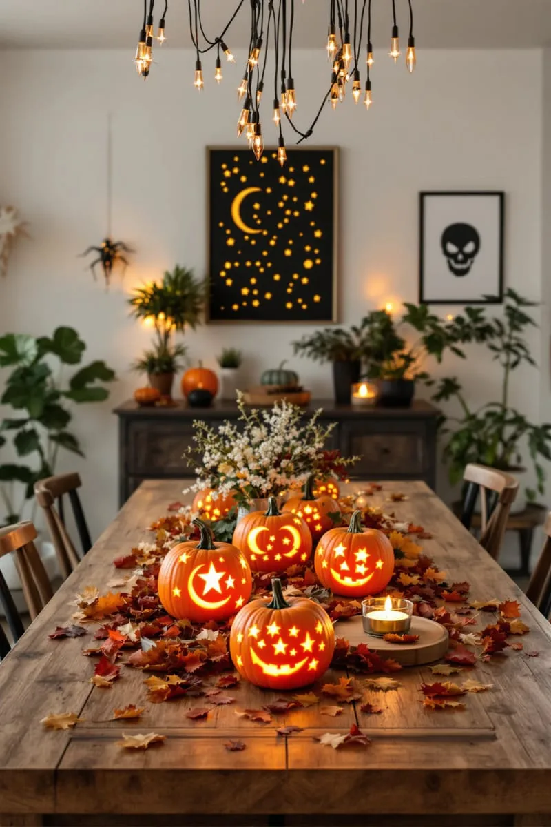 jack-o’-lanterns carved with celestial patterns and constellations 1