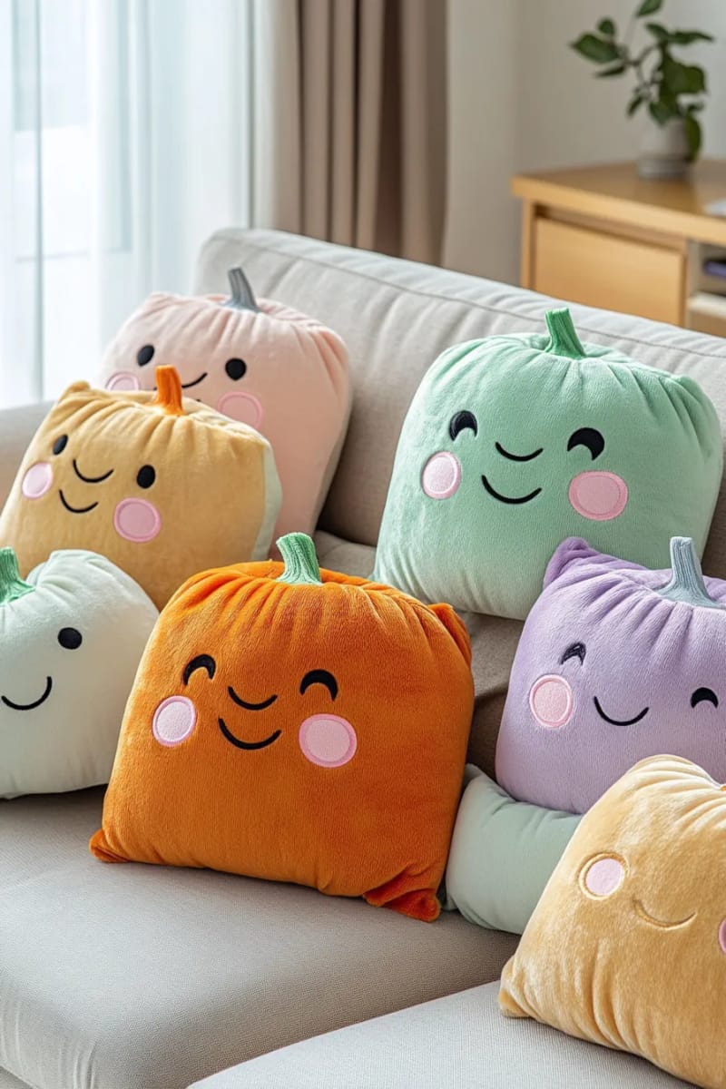 kawaii-inspired pumpkin plush pillow covers 1