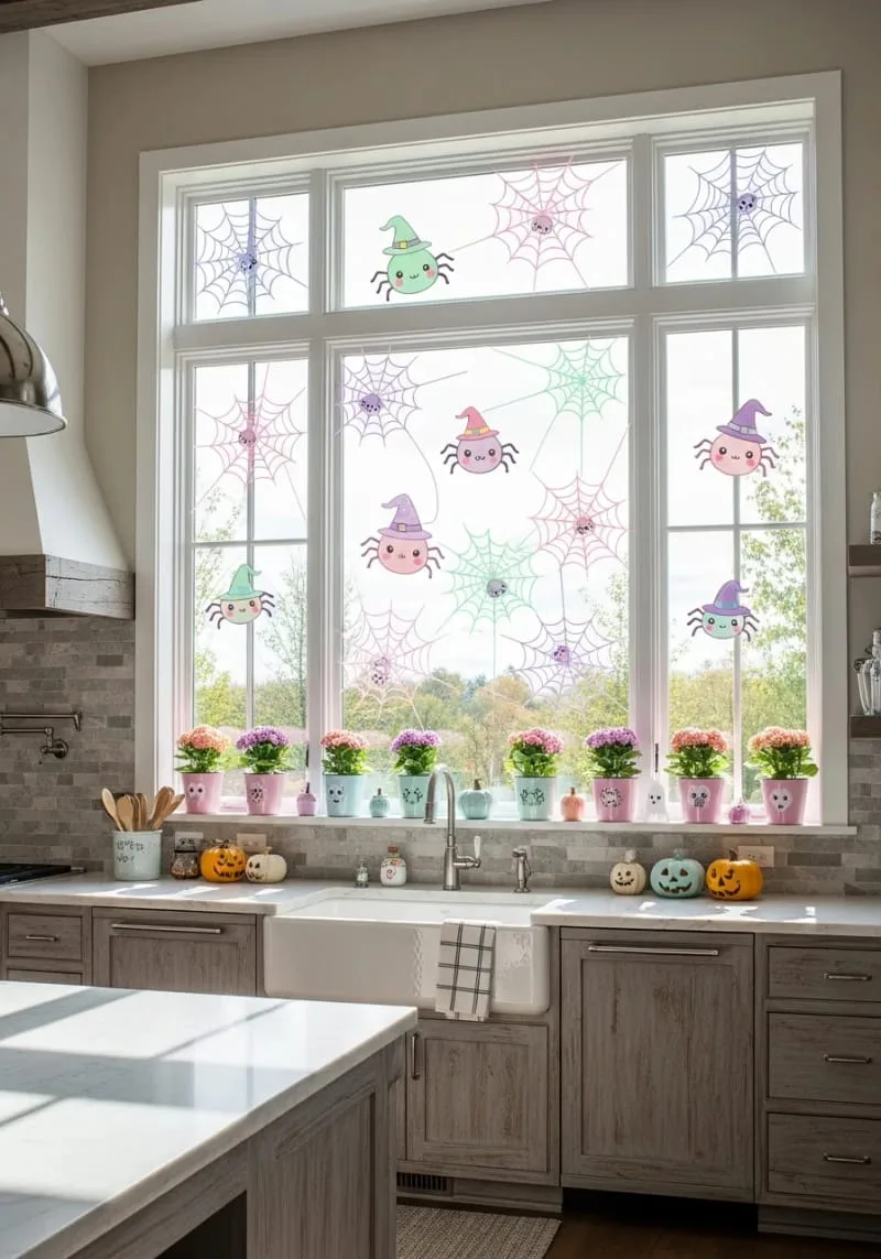 kawaii spider web window clings 1