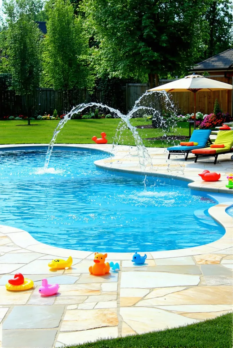 kid-friendly splash zone with shallow wading entry and playful fountains 1