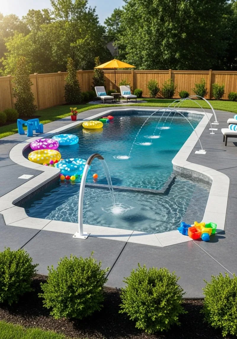 kid-friendly splash zone with shallow wading entry and playful fountains 1