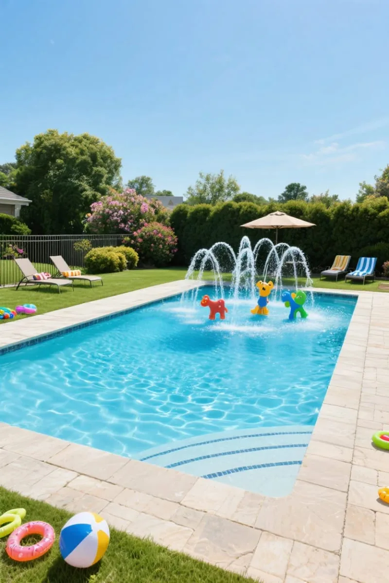 kid-friendly splash zone with shallow wading entry and playful fountains 1