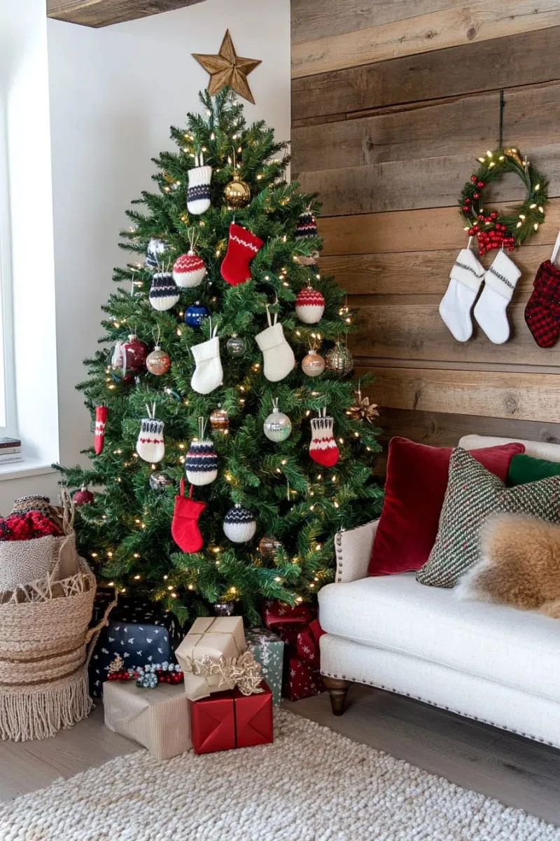 31 Dreamy Christmas Tree Decorations for a Unique Festive Touch 58 knitted mitten and hat ornaments for whimsical, crafty holiday decor 1