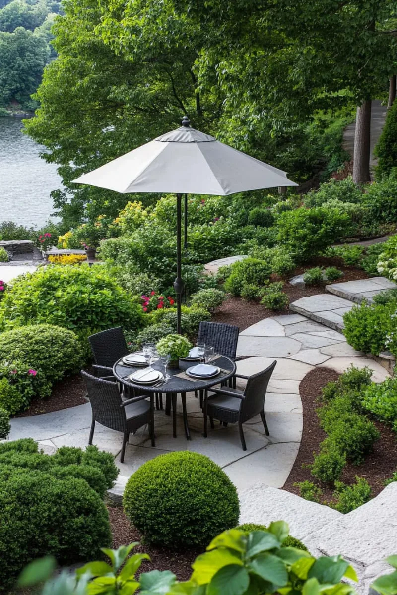 27 Unique Backyard Privacy Designs for A Serene Outdoor Oasis 29 layered evergreen shrubs for year-round leafy seclusion 1