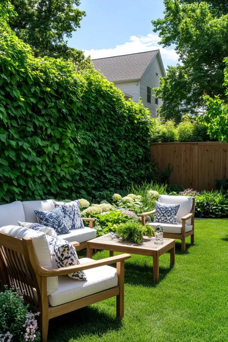 27 Unique Backyard Privacy Designs for A Serene Outdoor Oasis 30 layered evergreen shrubs for year-round leafy seclusion 1