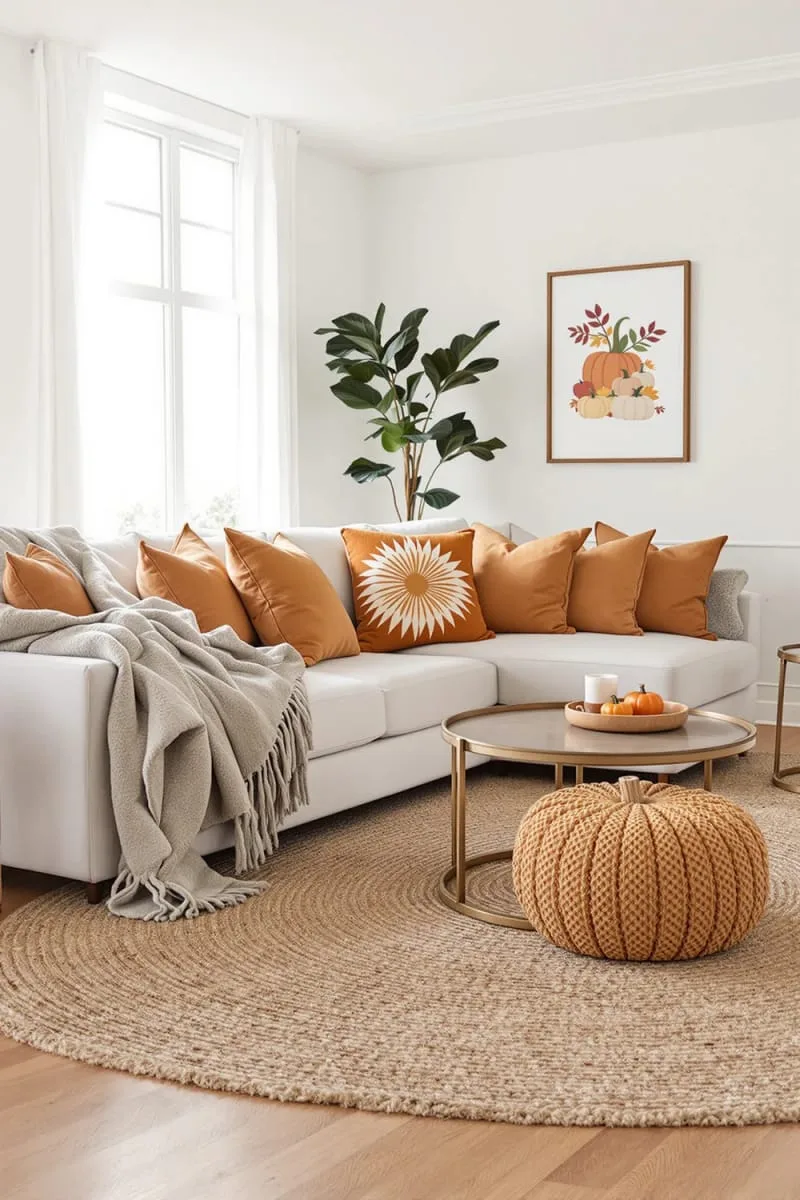 layered jute rugs with burnt orange accents 1