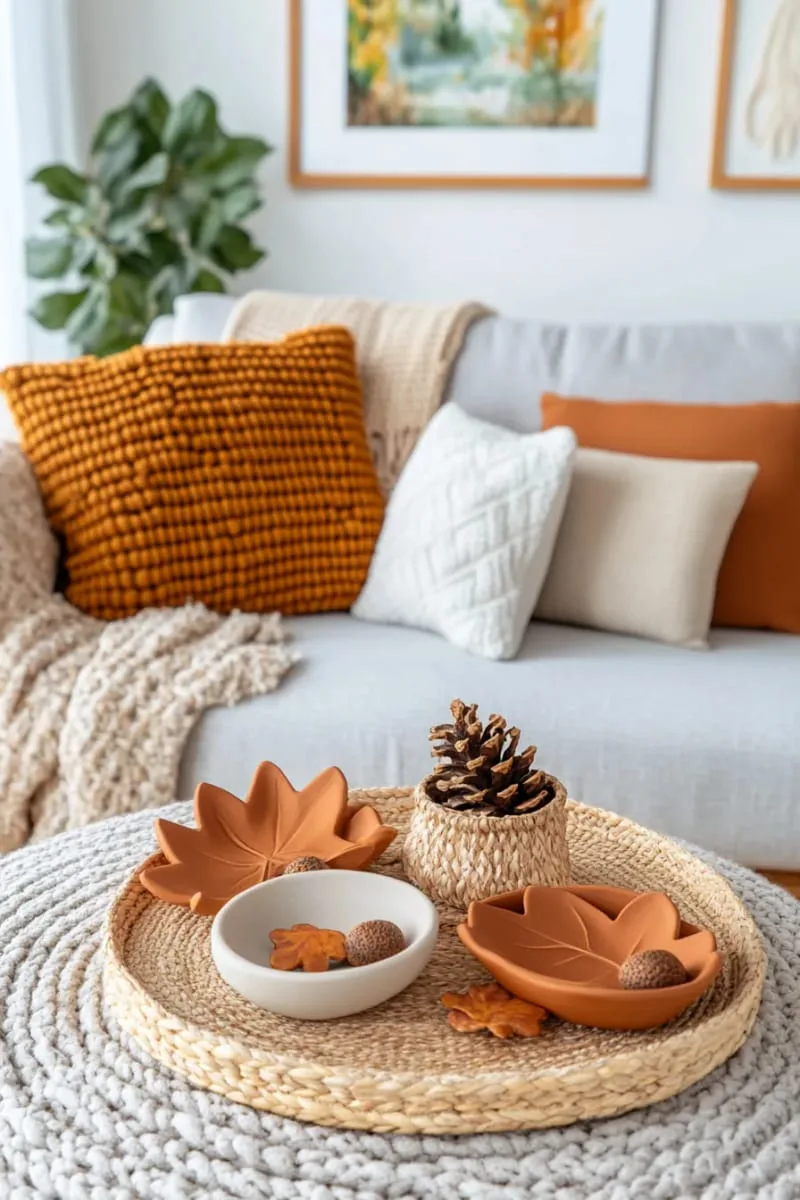 leaf-shaped clay dishes for coffee table decor 1