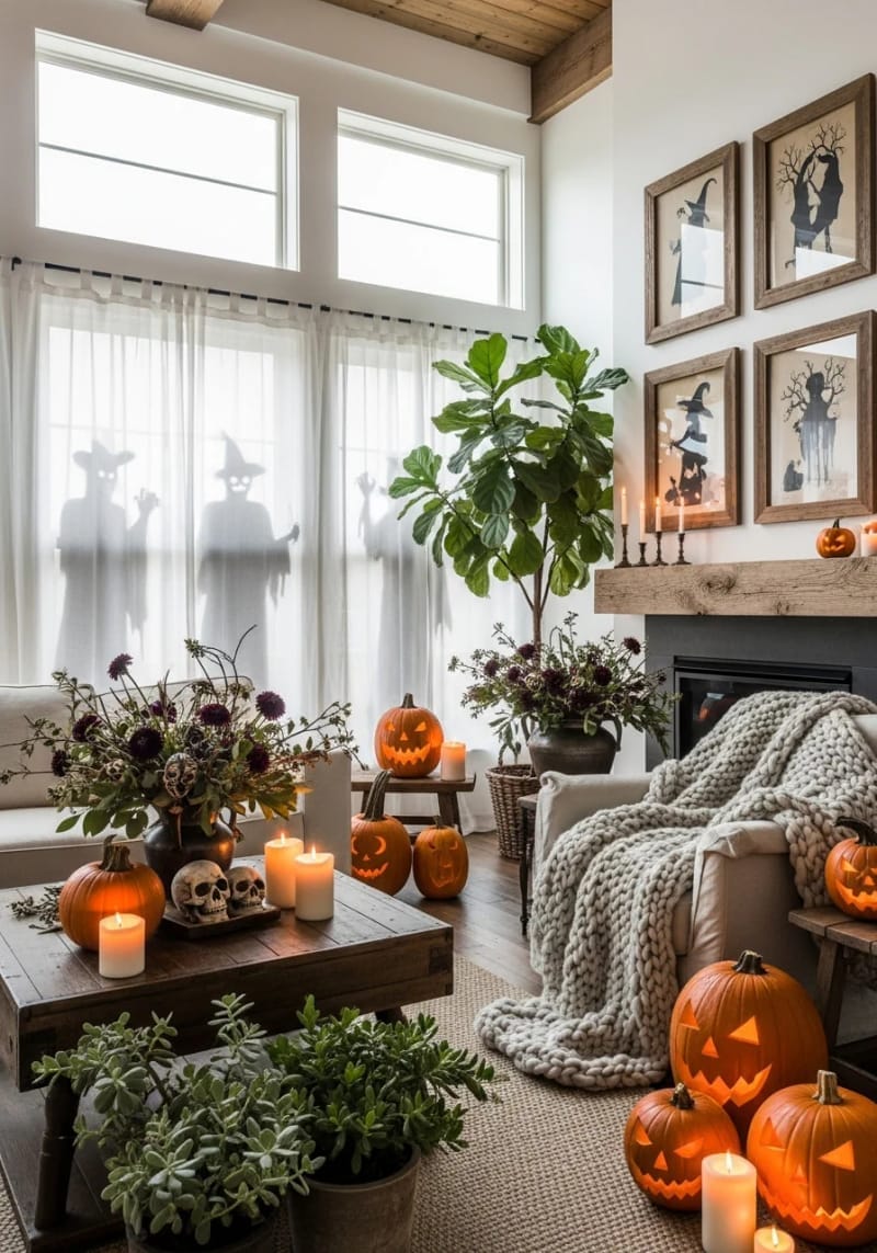 life-size shadow silhouettes lurking behind sheer curtains 1