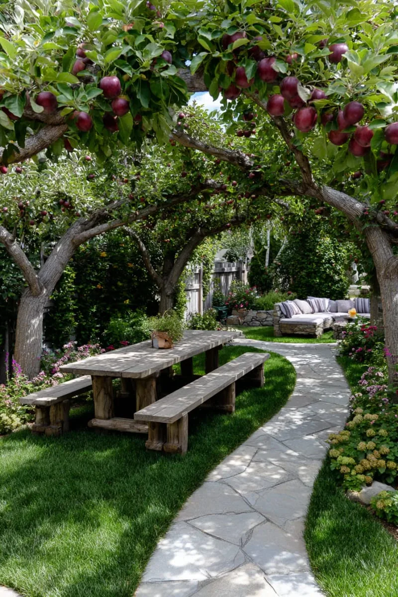 27 Unique Backyard Privacy Designs for A Serene Outdoor Oasis 36 living archways of espaliered fruit trees 1