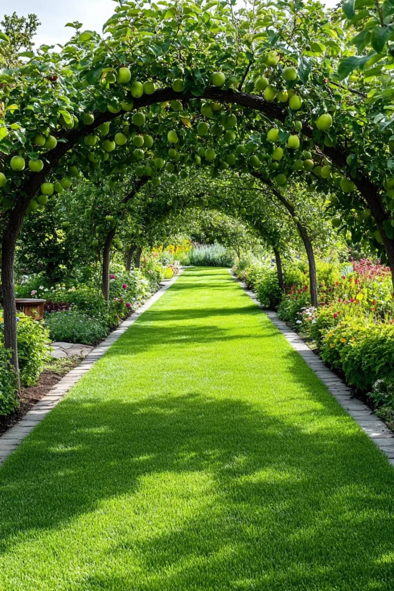 27 Unique Backyard Privacy Designs for A Serene Outdoor Oasis 37 living archways of espaliered fruit trees 1