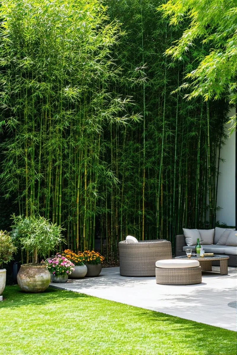 27 Unique Backyard Privacy Designs for A Serene Outdoor Oasis 4 living bamboo hedge wall for instant green privacy 1