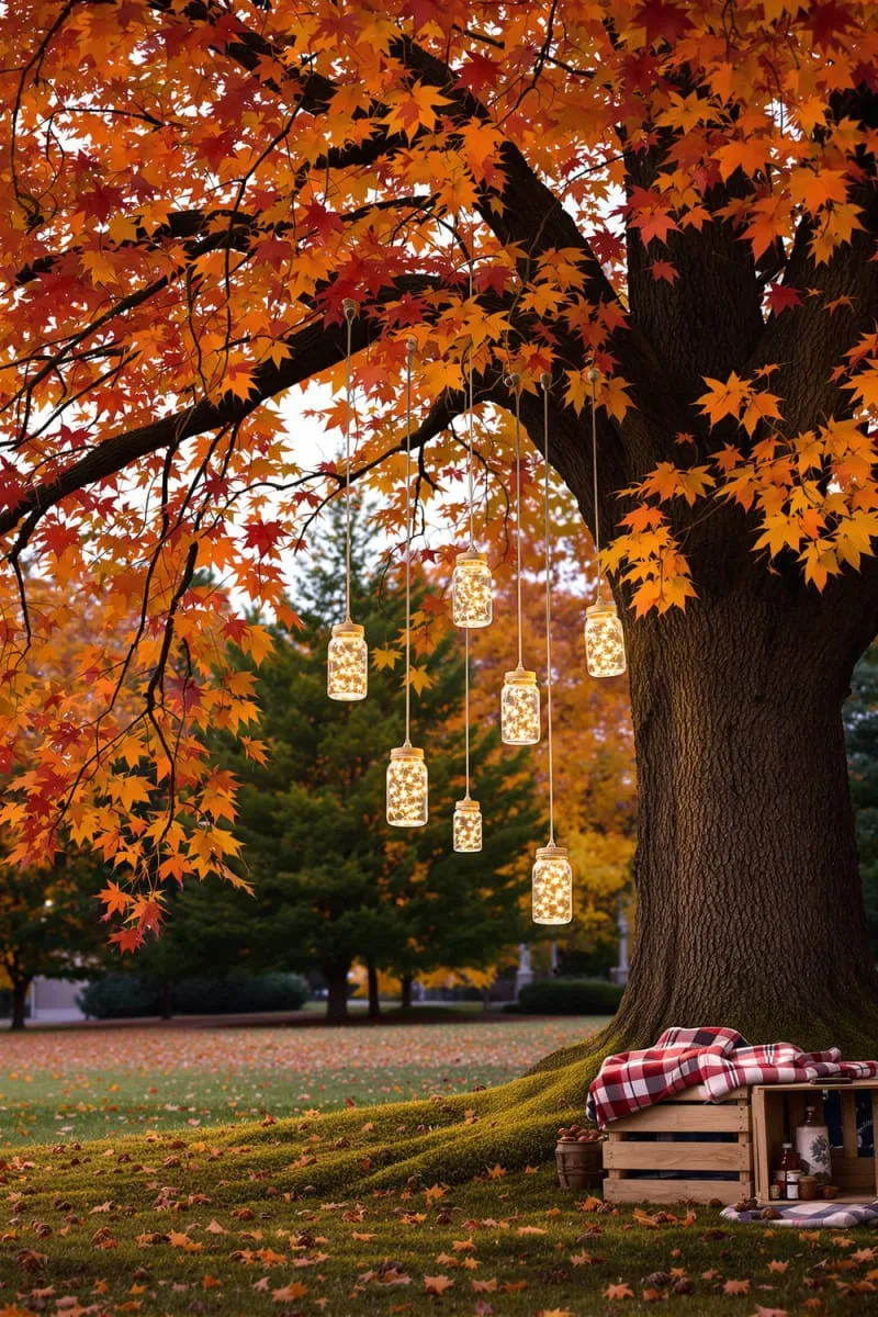 mason jar lantern ornaments filled with fairy lights 1
