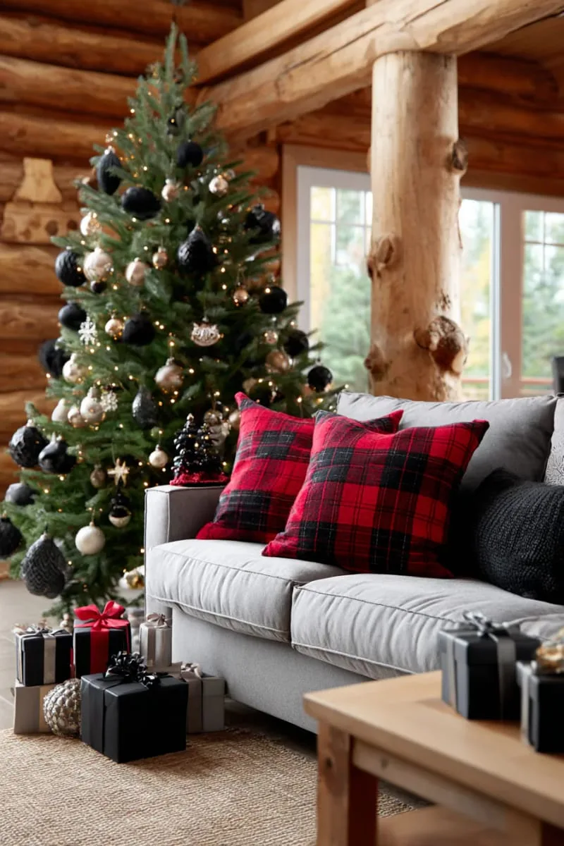 31 Dreamy Christmas Tree Decorations for a Unique Festive Touch 10 matte black ornaments with champagne gold accents for a modern festive vibe 1