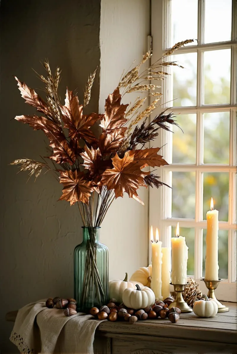 metallic copper and bronze leaf sprays for shimmering effect 1