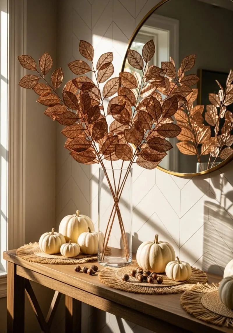 metallic copper and bronze leaf sprays for shimmering effect 1