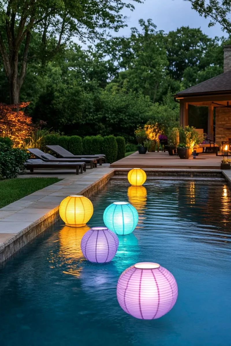 midnight swim oasis with glowing underwater led lights and floating lanterns 1