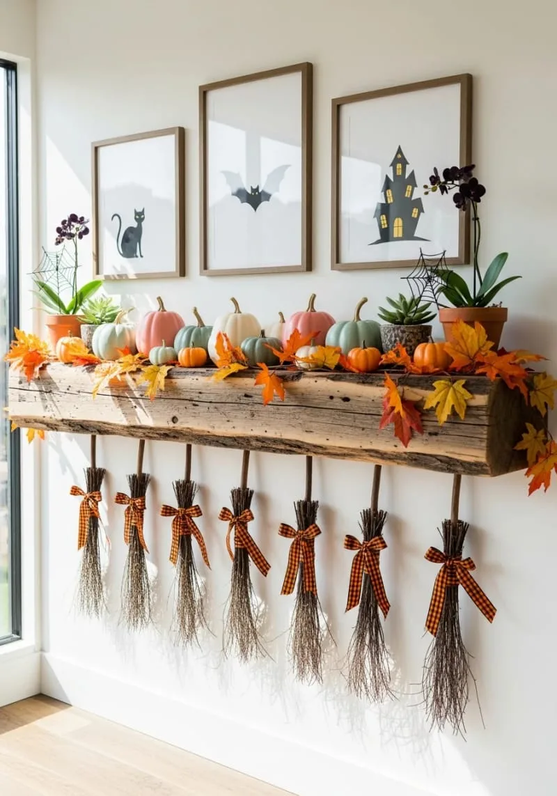 mini broomstick bundles tied with gingham ribbon 1