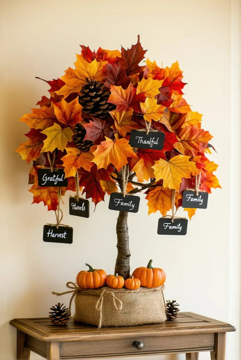 mini chalkboard tags with thankful messages hung throughout 1
