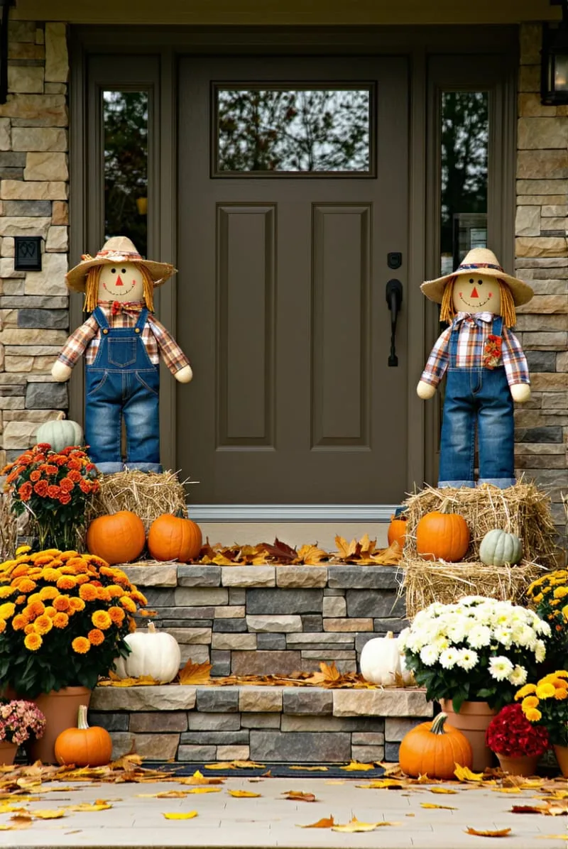 mini hay bale towers topped with playful scarecrows 1 mini hay bale towers topped with playful scarecrows 1