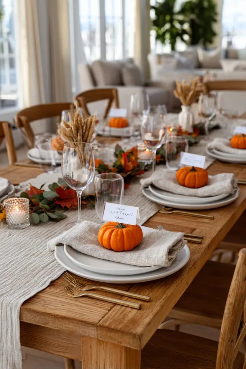 mini pumpkin place cards for each guest 1