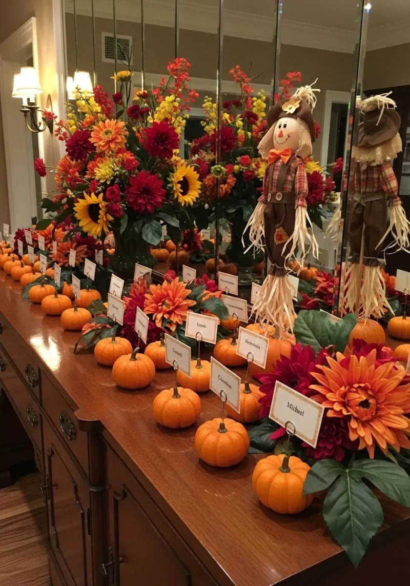 mini pumpkin place cards for each guest 1