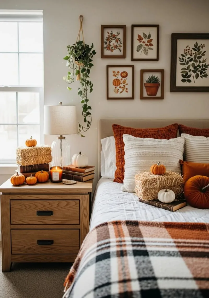 miniature hay bales arranged as nightstand accents 1