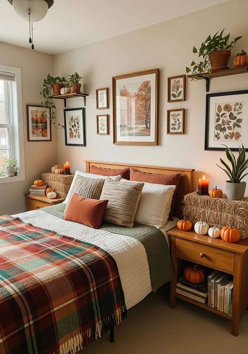 miniature hay bales arranged as nightstand accents 1
