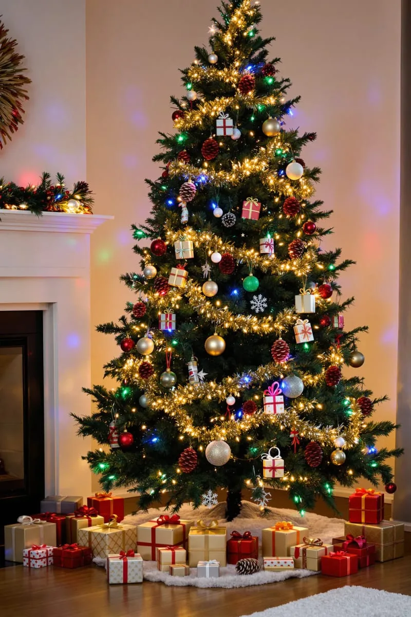 31 Dreamy Christmas Tree Decorations for a Unique Festive Touch 39 miniature wrapped presents as tree ornaments for playful holiday spirit 1
