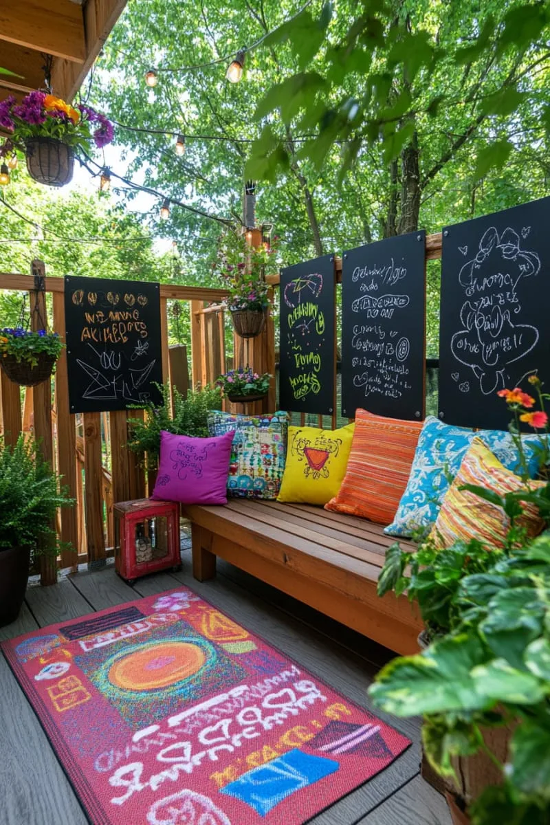 27 Unique Backyard Privacy Designs for A Serene Outdoor Oasis 55 modular privacy panels with chalkboard paint for doodles 1