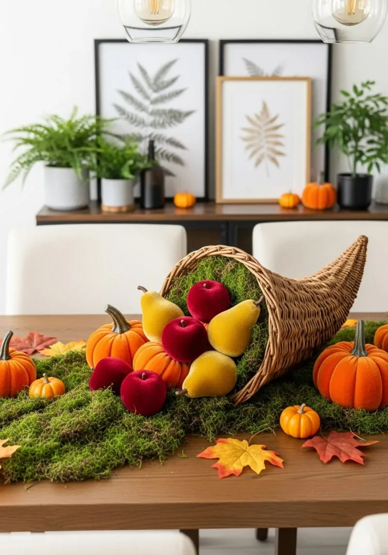 moss-filled cornucopia spilling with velvet fruits 1