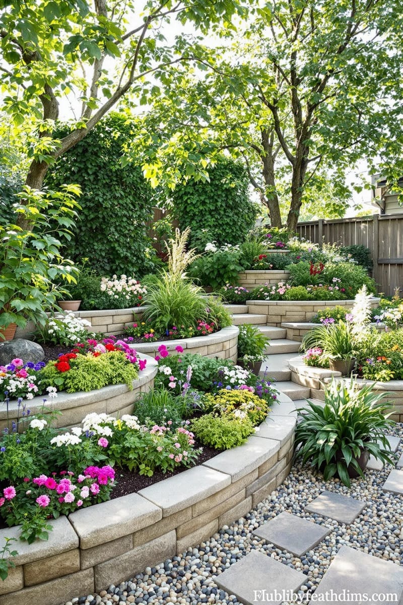 multi-level tiered garden beds for a cascading effect 1