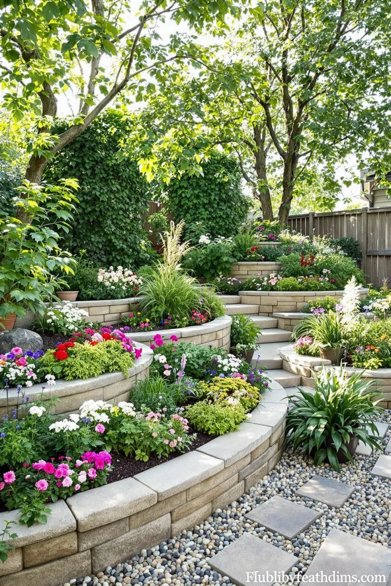 27 New Small Backyard Designs to Copy For Your Outdoor Space 28 multi-level tiered garden beds for a cascading effect 1
