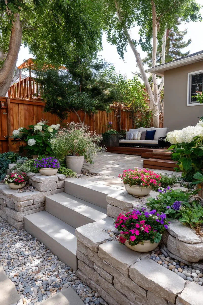 27 New Small Backyard Designs to Copy For Your Outdoor Space 31 multi-level tiered garden beds for a cascading effect 1