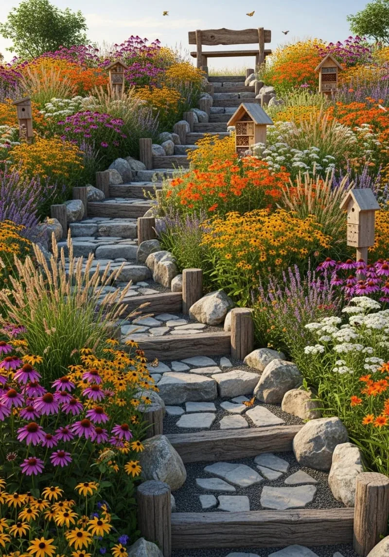 native wildflower hillside for low-maintenance, pollinator-friendly landscaping 1