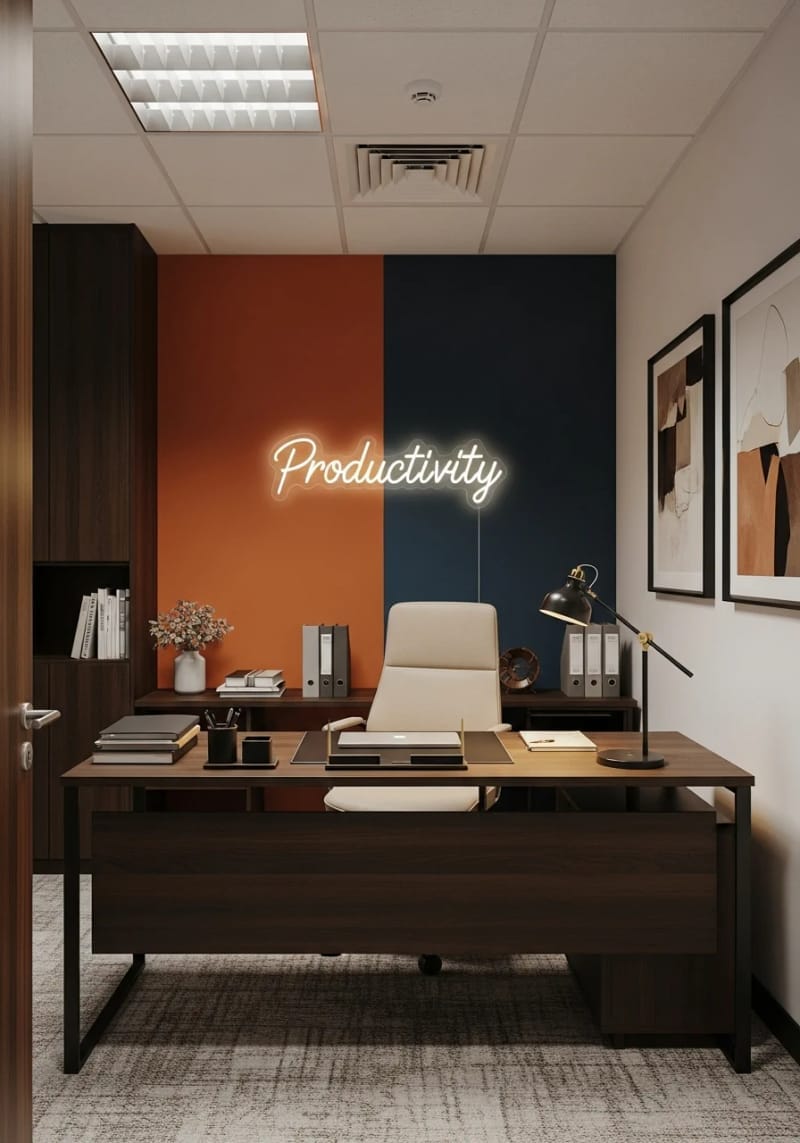 neon sign on an accent wall to add modern personality 1