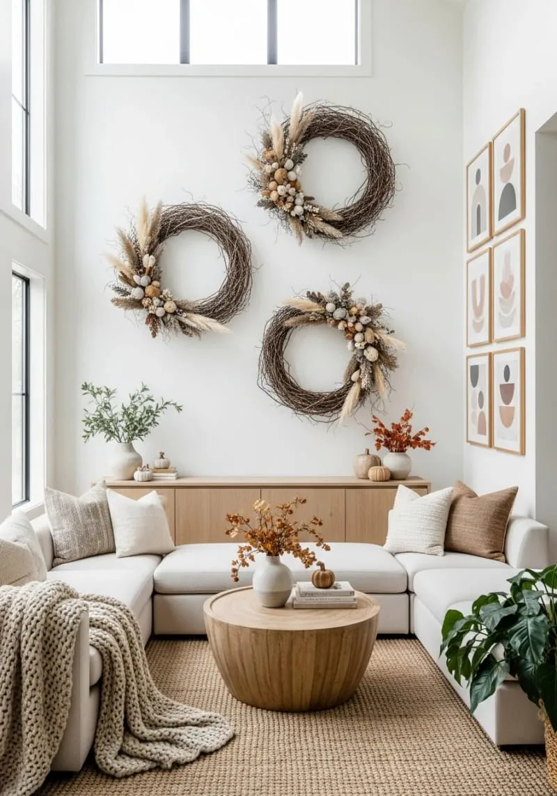 oversized abstract wreaths in neutral tones 1
