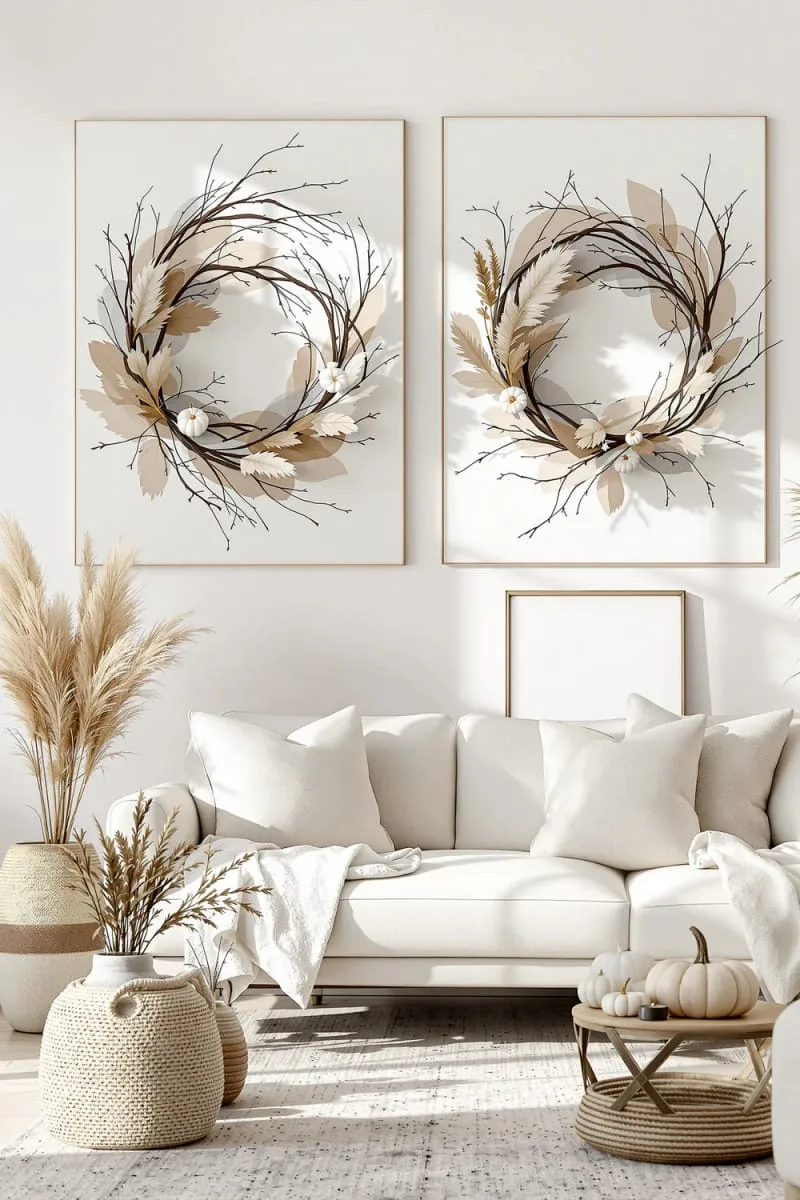 oversized abstract wreaths in neutral tones 1