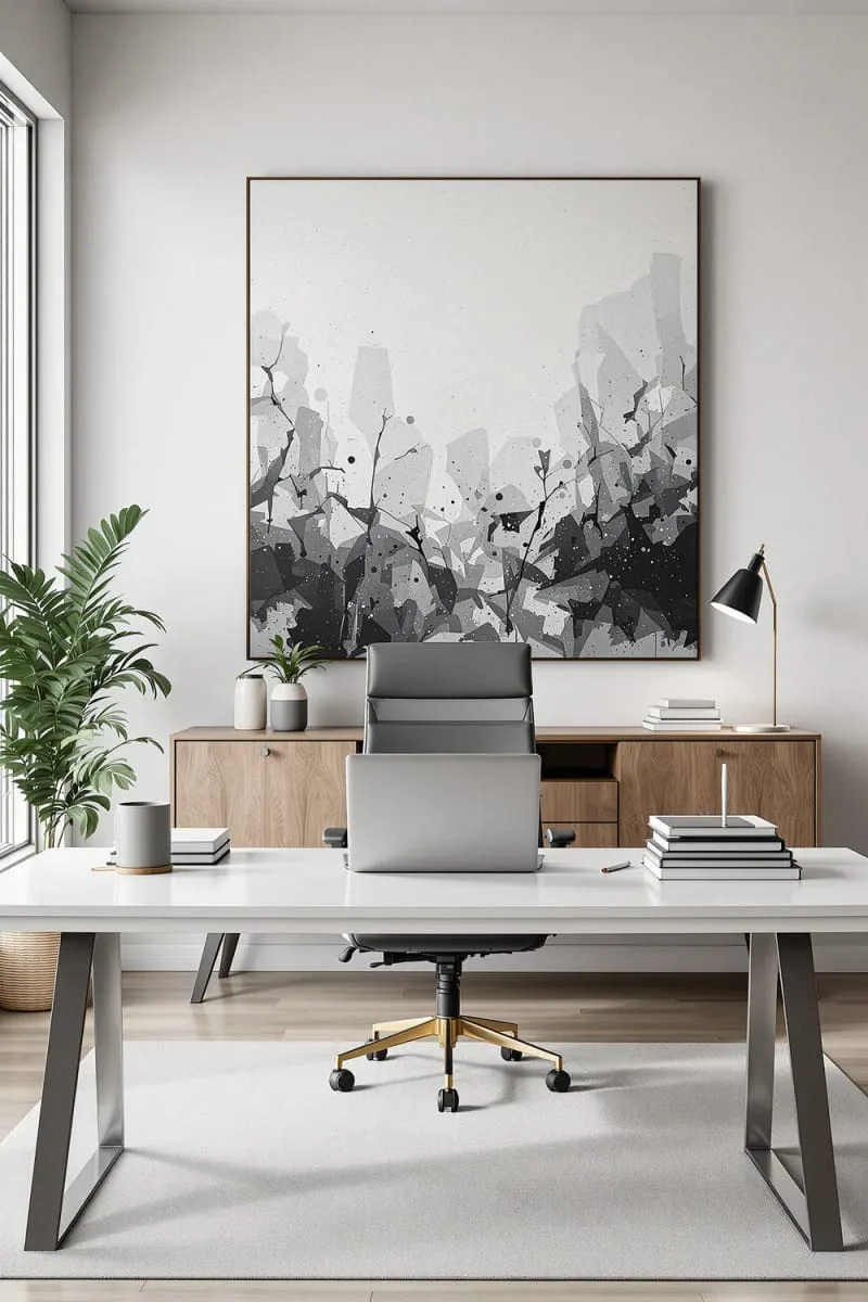 oversized canvas art above a slim console table for dramatic impact 1