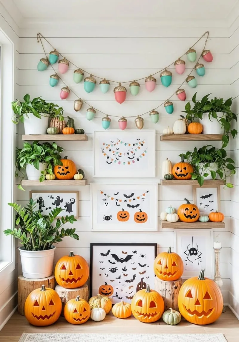 painted acorn garlands in non-traditional colors 1