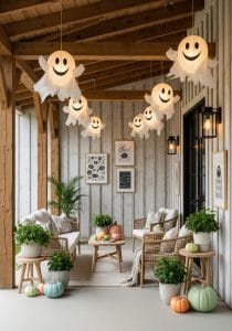 paper lanterns shaped like happy ghosts 43