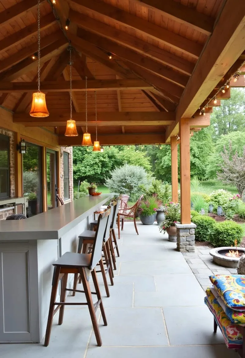 19 Inspiring Backyard Pavilion Ideas: Unique Designs You Can't Miss 18 pavilion with built-in bar and stools for backyard entertaining 1