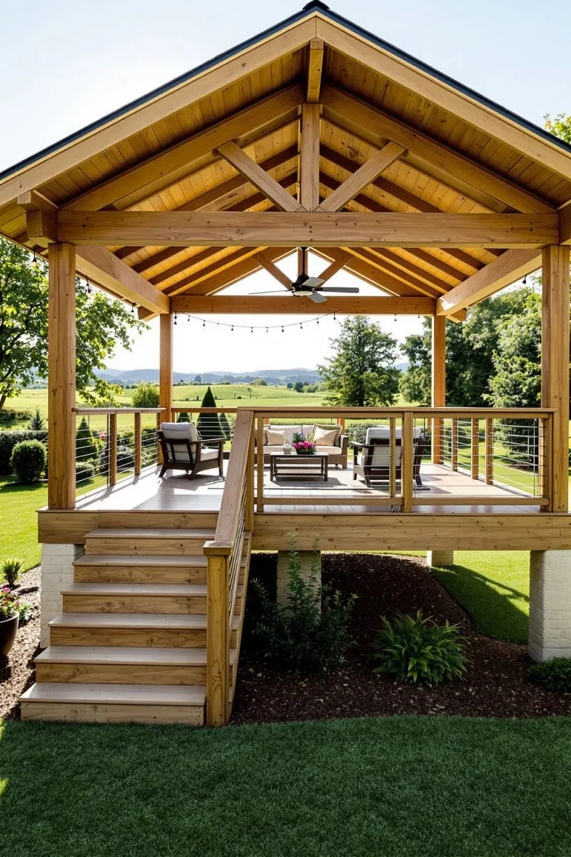 19 Inspiring Backyard Pavilion Ideas: Unique Designs You Can't Miss 40 pavilion with elevated deck for panoramic backyard views 1