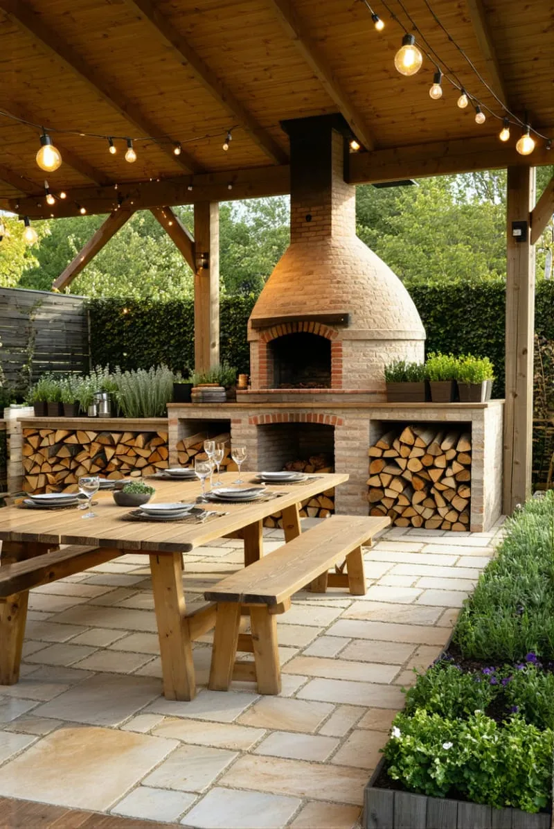 19 Inspiring Backyard Pavilion Ideas: Unique Designs You Can't Miss 35 pavilion with pizza oven and herb garden for alfresco dining 1