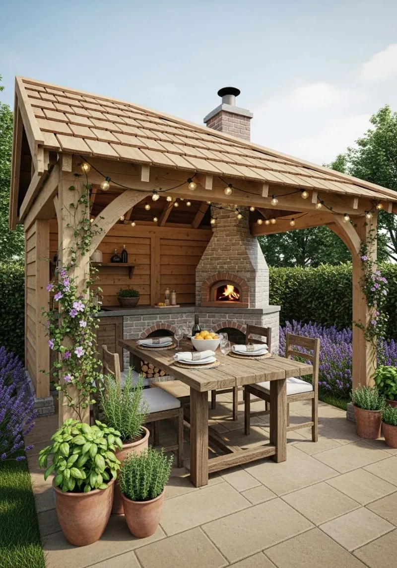 19 Inspiring Backyard Pavilion Ideas: Unique Designs You Can't Miss 37 pavilion with pizza oven and herb garden for alfresco dining 1
